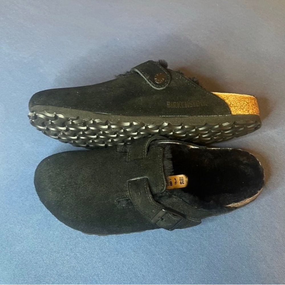 Birkenstock Boston Shearling EU 39 US 8-8.5 Black Narrow Width MSRP $170